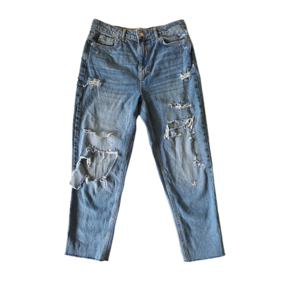 New Look Tori Mom Women's Denim Jeans Ripped Distressed Size 8